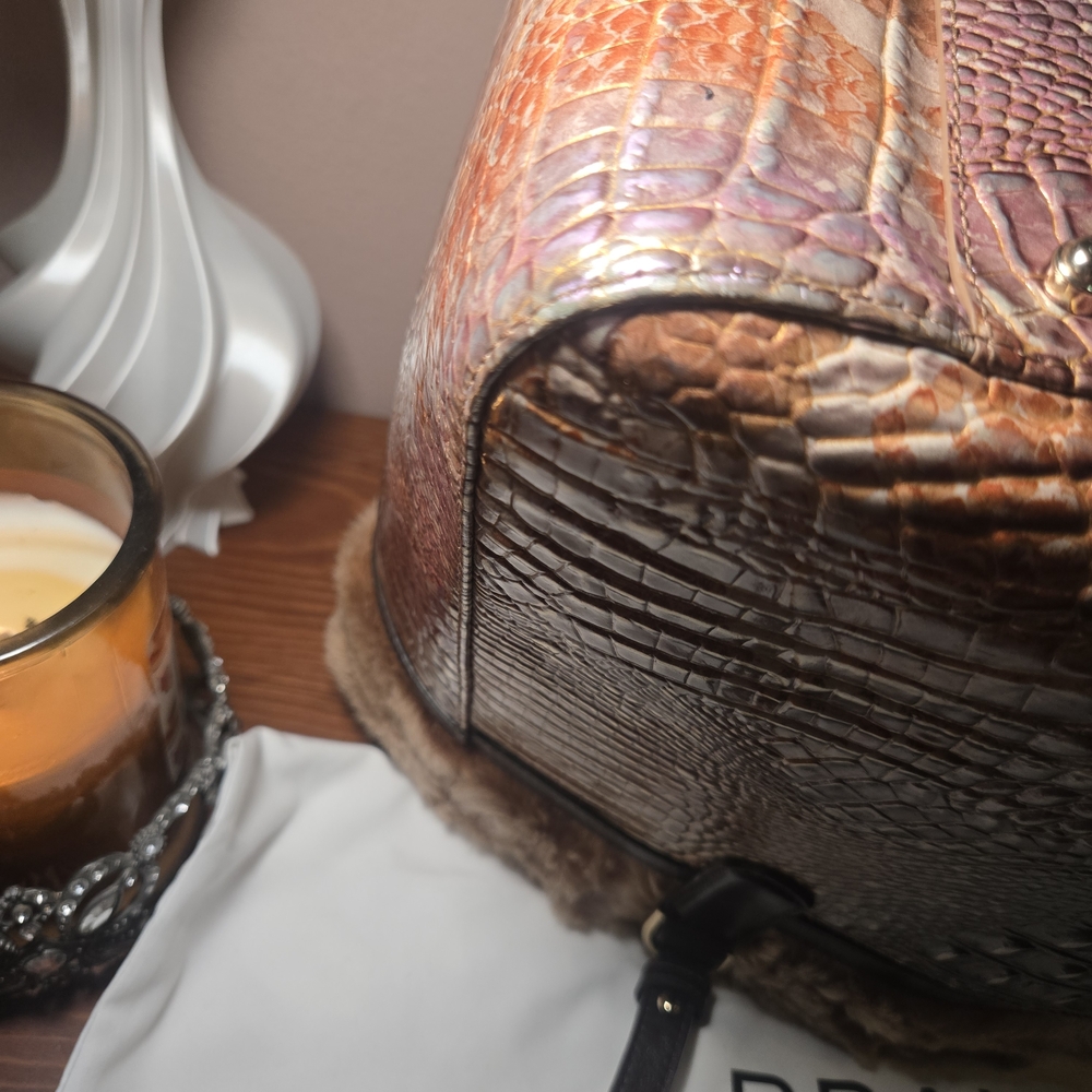 Brahmin Truffle Python Chalet Shearling Tote - image 8